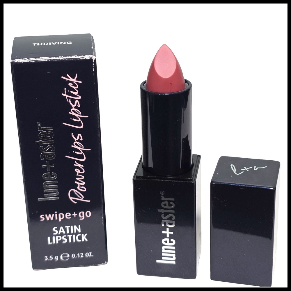 Lune+Aster‎ Powerlips Satin Lipstick Thriving 3.5g Swipe+Go Pink Rose New in Box